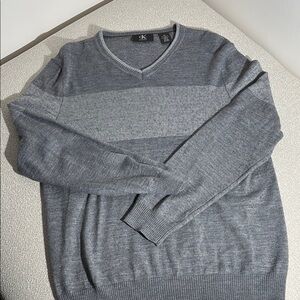 Calvin Klein Gray V-Neck Knit Sweater